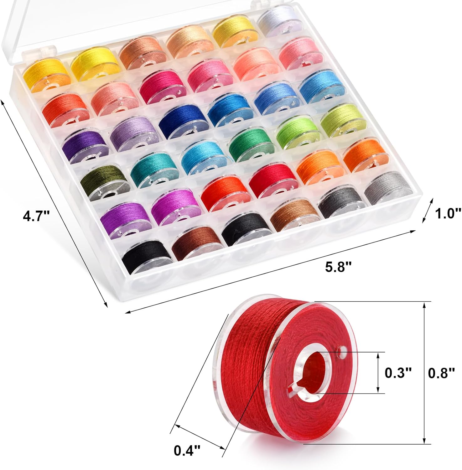 Eoehro 72pcs Sewing Thread kit, 36 Colors Sewing Machine Threads, Prewound Bobbins Sewing Threads Kit, Sewing Machine Thread Assortment, 400 Yards per Spools Polyester Thread - Image 3