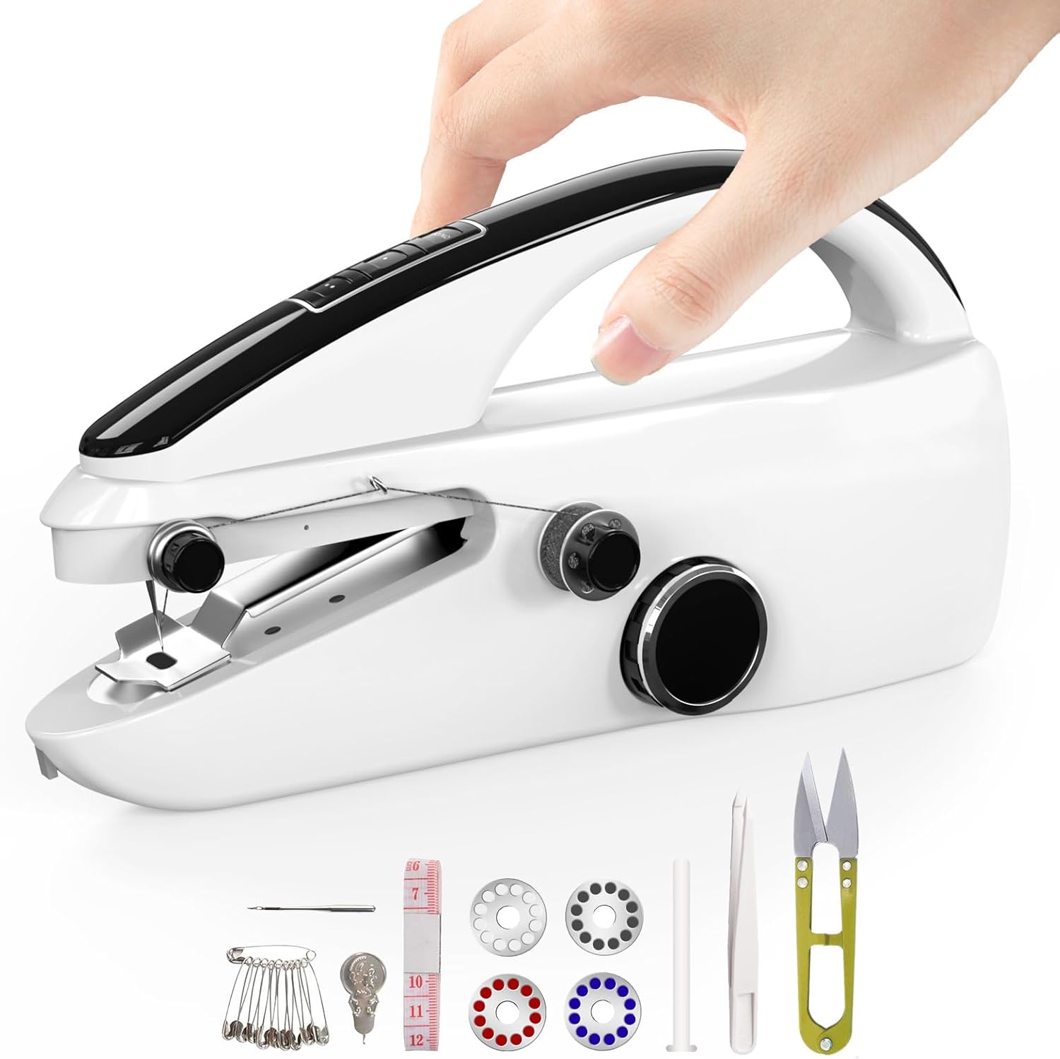 Handheld Sewing Machine,Two dear,Mini sewing machine,Easy to Use and Fast Stitch Suitable for Clothes,Fabrics,DIY Home Travel Electric Handheld Sewing Machine for Beginners.Black