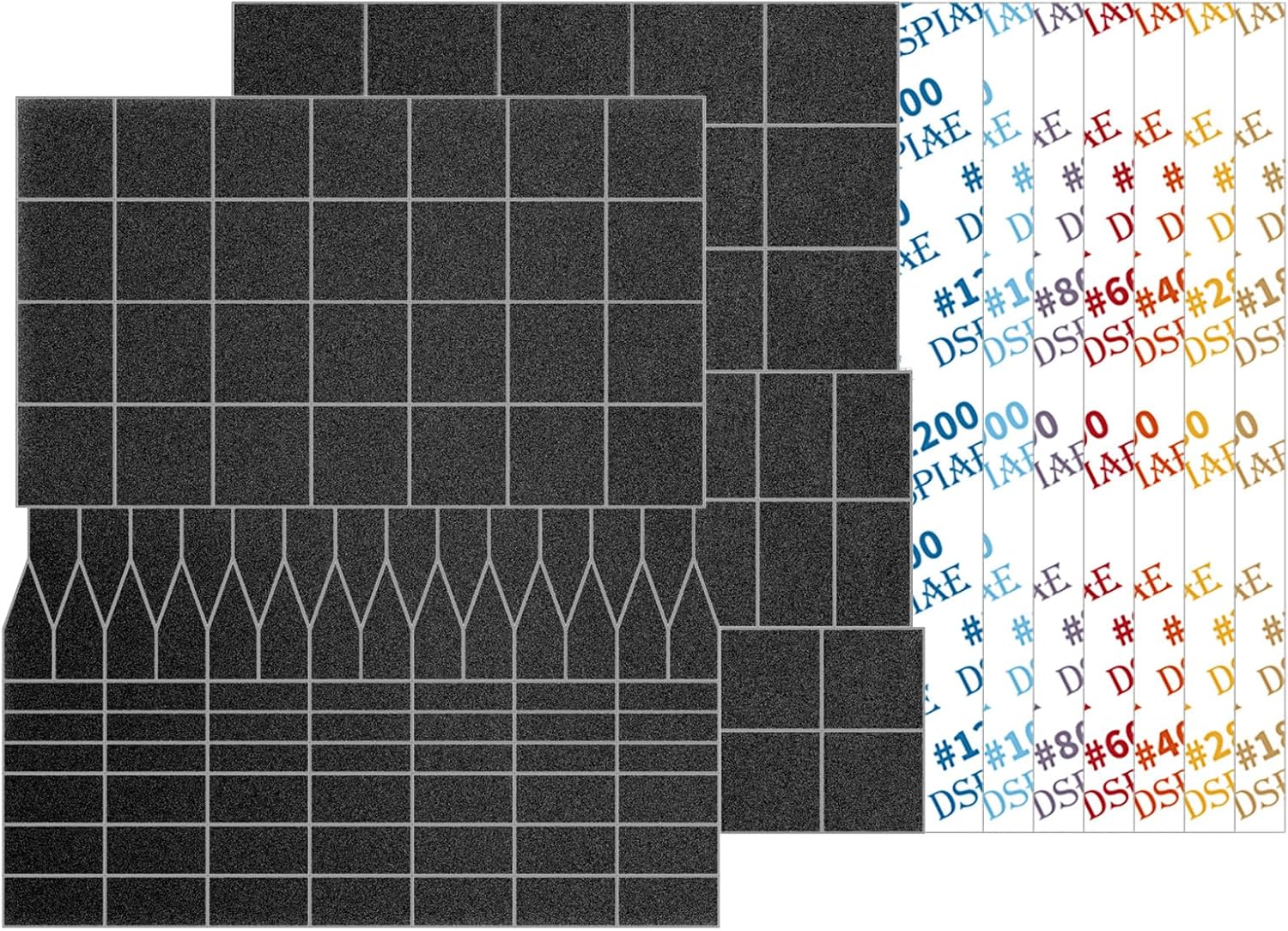 Reciprocating Sanding Paper Set #180-1200 Grit – 14 Sheets for Flat & Curved Sanding Heads – Precision Sandpaper for Hobby, Model Making, and Fine Detailing – for ES-A Reciprocating Sander