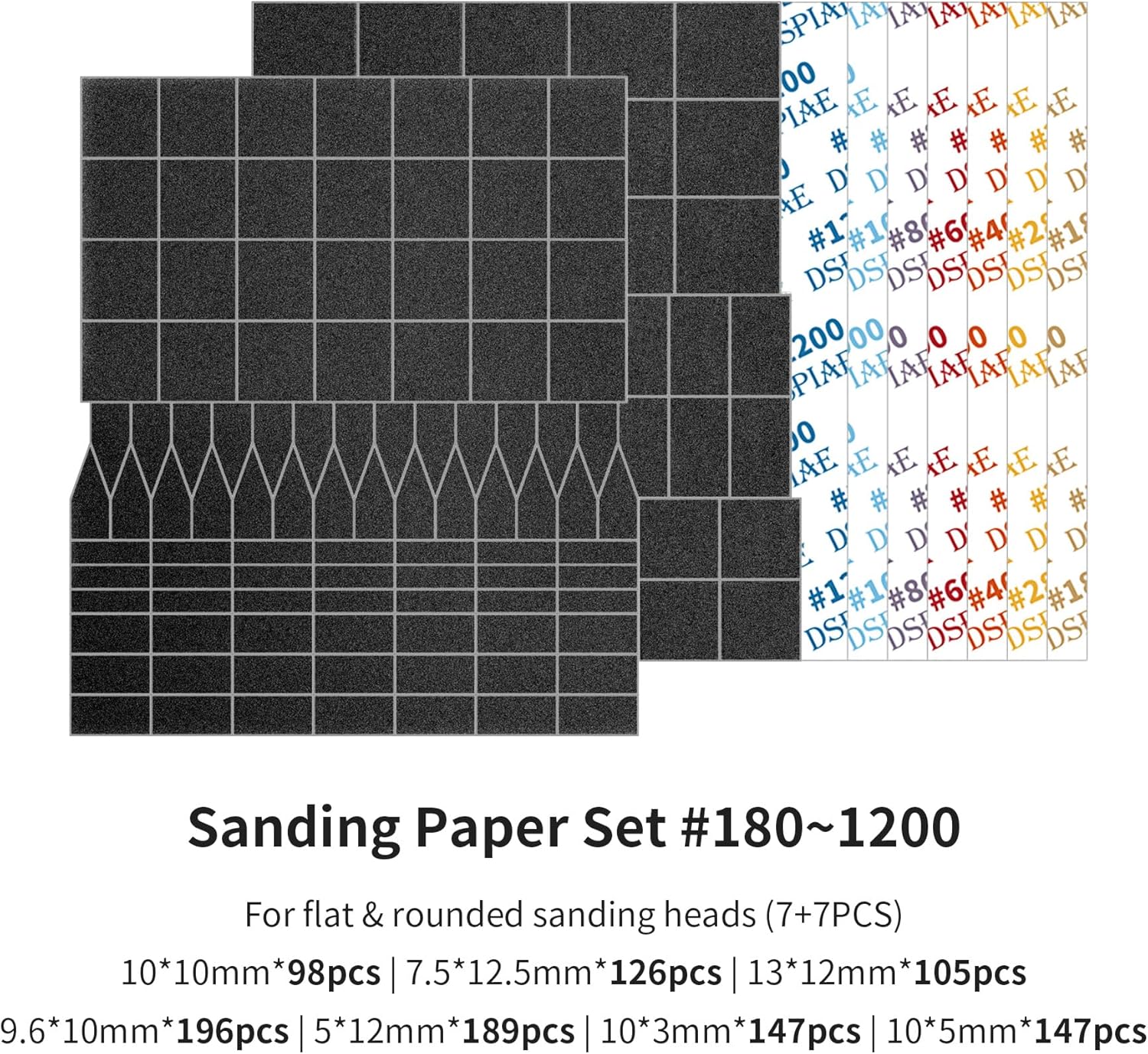 Reciprocating Sanding Paper Set #180-1200 Grit – 14 Sheets for Flat & Curved Sanding Heads – Precision Sandpaper for Hobby, Model Making, and Fine Detailing – for ES-A Reciprocating Sander - Image 2