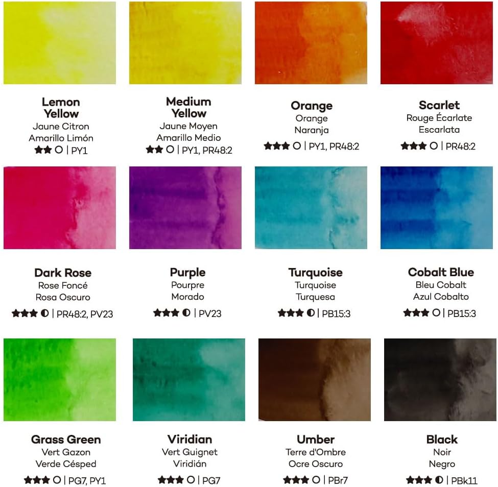 Mont Marte Watercolor Set Full Pan Signature 13pc in Tin, Vibrant, Multi-Color with Translucent Finish, Portable Watercolor Set - Image 2