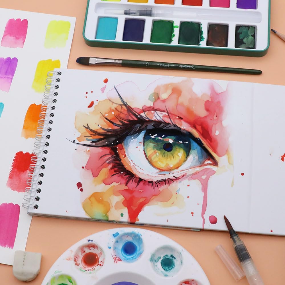 Mont Marte Watercolor Set Full Pan Signature 13pc in Tin, Vibrant, Multi-Color with Translucent Finish, Portable Watercolor Set - Image 4