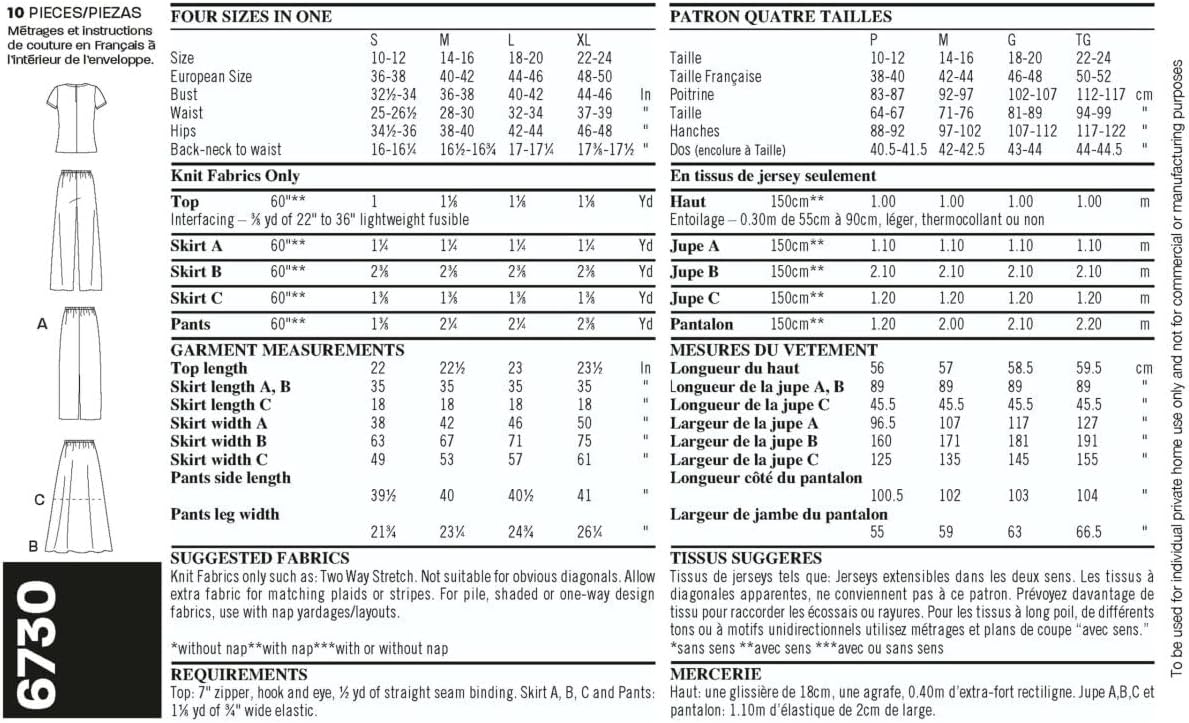 New Look Sewing Pattern 6730 Misses Separates, Size A (S-M-L-XL) - Image 3